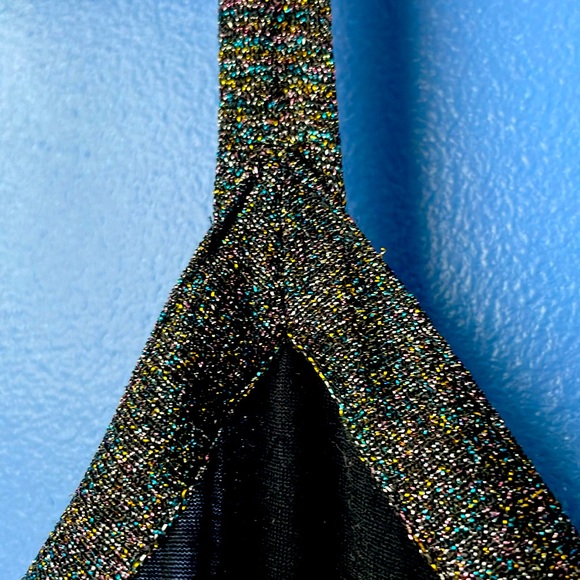 Marciano S black empire tank top shimmer trim v neck - Picture 4 of 7